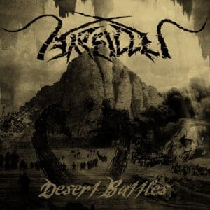 Arallu album cover—glyph of Mesopotamian warfare and ritual abrasion, links to Desert Battle review