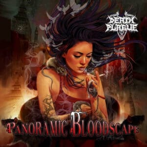 Death Plague album cover—glyph of panoramic torment and ritual bloodletting, links to Panoramic Bloodscape review