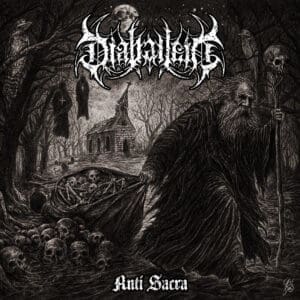 Diaballein album cover—glyph of inverted sanctity and ritual desecration, links to Anti Sacra review