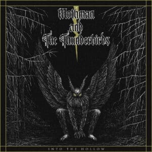 Mothman and the Thunderbirds album cover—glyph of cryptid flight and progressive doom, links to Into the Hollow review