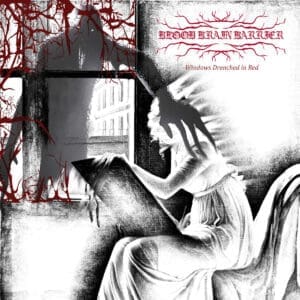 Blood Brain Barrier album cover—glyph of cerebral rupture and crimson distortion, links to Windows Drenched In Red review