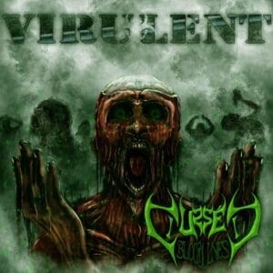 Cursed Bloodlines album cover—glyph of infectious distortion and ceremonial wrath, links to Virulent review