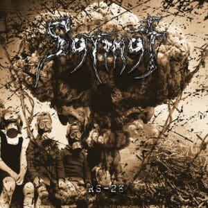 Sarmat album cover—glyph of mechanised warfare and cosmic distortion, links to R2-28 review