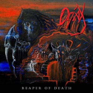 Oriax album cover—glyph of infernal harvest and death-thrash invocation, links to Reaper of Death review
