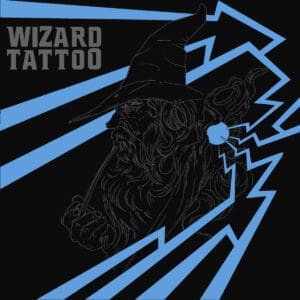 Wizard Tattoo album cover—glyph of arcane distortion and psychedelic conjuring, links to Wizard Tattoo review