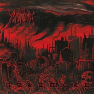 Xenomorph8472 album cover—glyph of biomechanical decay and alien distortion, links to Rustwelt review