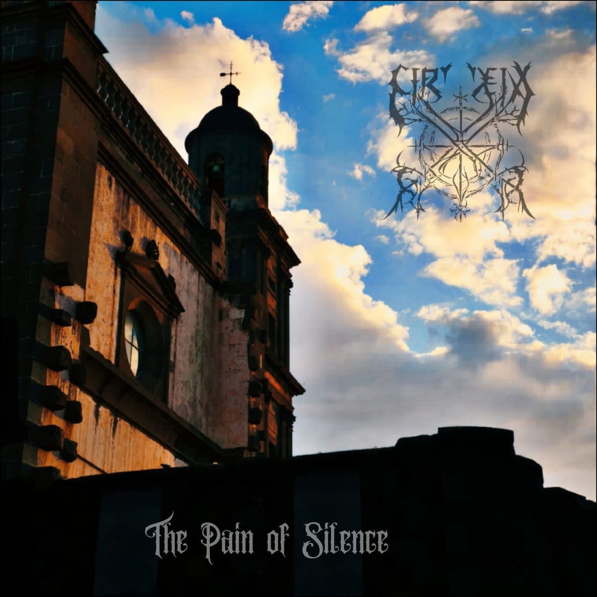 Crux EX album cover — grayscale glyph of sonic grief, altar-bound in ambient decay and depressive ritual. Links to mythic review of ceremonial suffering and blackened introspection.